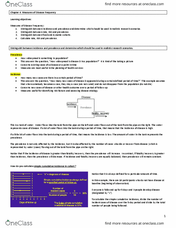 HSCI 330 Lecture Notes - Lecture 3: Cumulative Incidence, Postpartum Infections, Quaker Oats Company thumbnail