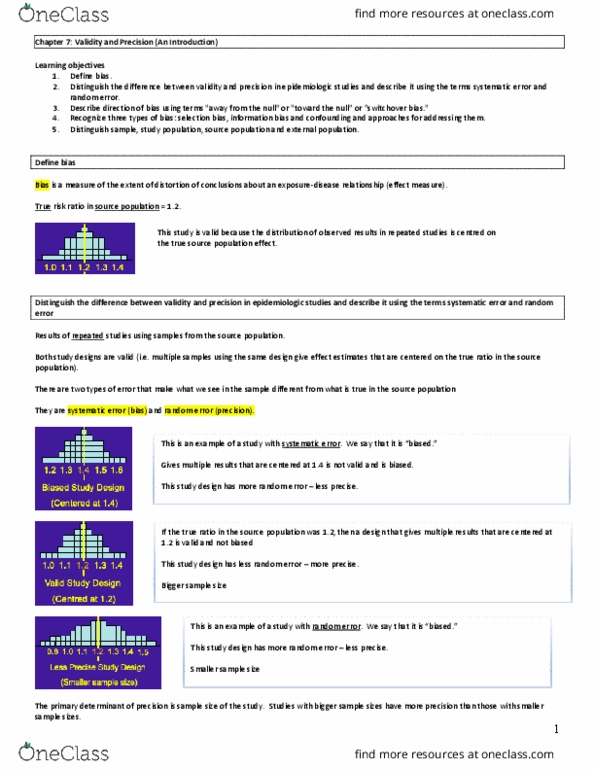 HSCI 330 Lecture Notes - Lecture 5: Observational Error, Relative Risk, Clinical Trial thumbnail