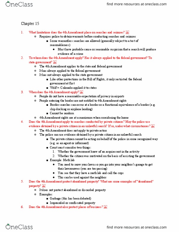 POLI 3120 Chapter Notes - Chapter 15: Fourth Amendment To The United States Constitution, Lawn Mower, Affidavit thumbnail