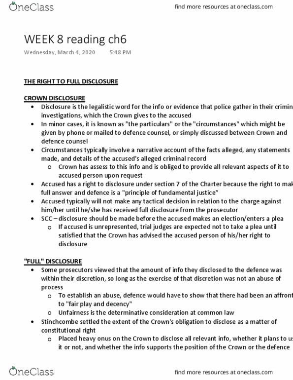 CRIM 330 Chapter Notes - Chapter 6: List Of Civilisations In The Culture Series, Fundamental Justice, Determinative thumbnail