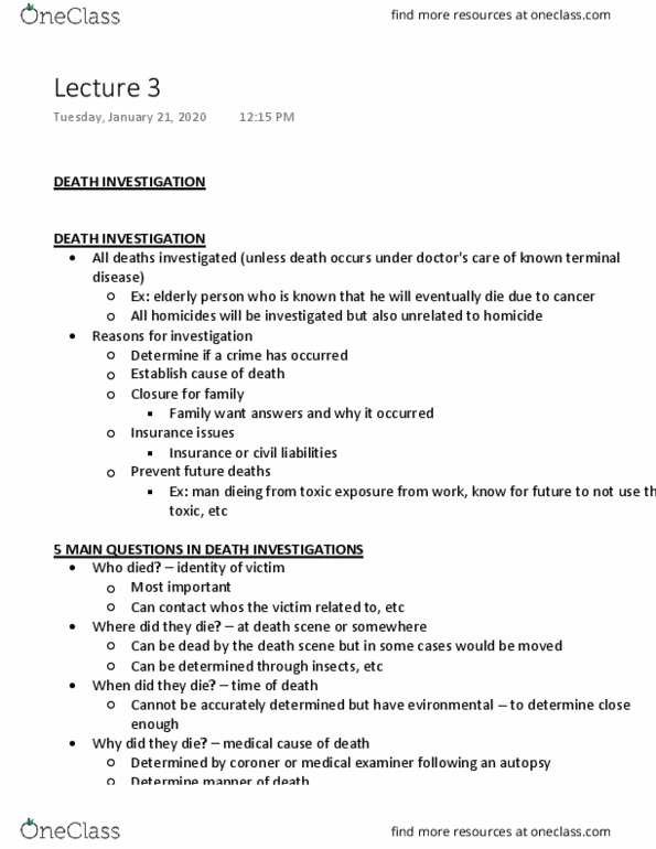 CRIM 355 Lecture Notes - Lecture 3: Homicide, W. M. Keck Observatory, Sexual Assault thumbnail