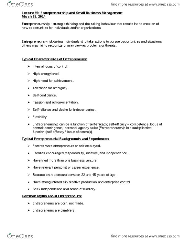 GMS 200 Chapter Notes -Limited Liability Partnership, Intrapreneurship, General Partnership thumbnail