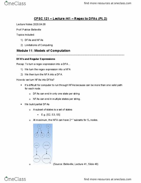 CPSC 121 Lecture Notes - Lecture 41: Dfa Records, Halting Problem, Sequential Logic cover image