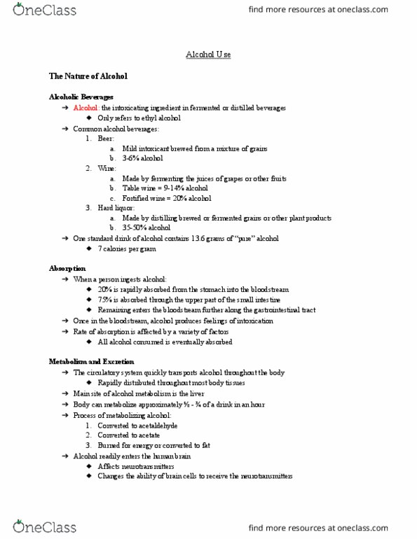 Health Sciences 1001A/B Chapter Notes - Chapter 15: Alcoholic Drink, Fortified Wine, Table Wine thumbnail