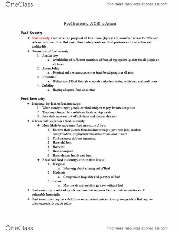 Health Sciences 1002A/B Lecture Notes - Lecture 3: Food Security, Unemployment Benefits, Asthma thumbnail
