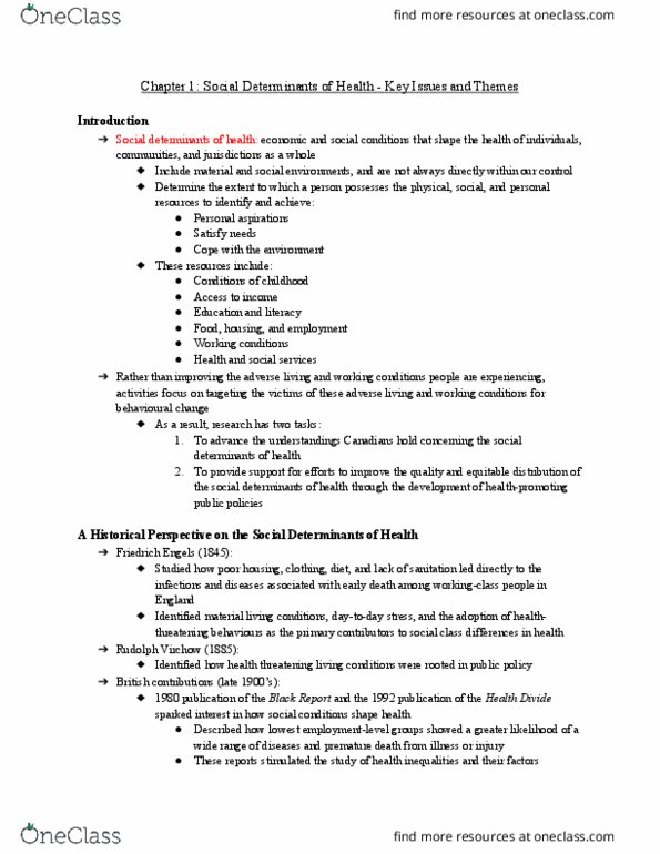 Health Sciences 1002A/B Chapter Notes - Chapter 1: Rudolf Virchow, Friedrich Engels, Health Canada thumbnail
