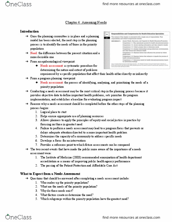 Health Sciences 2250A/B Chapter Notes - Chapter 4: Patient Protection And Affordable Care Act, Needs Assessment, Health Impact Assessment thumbnail