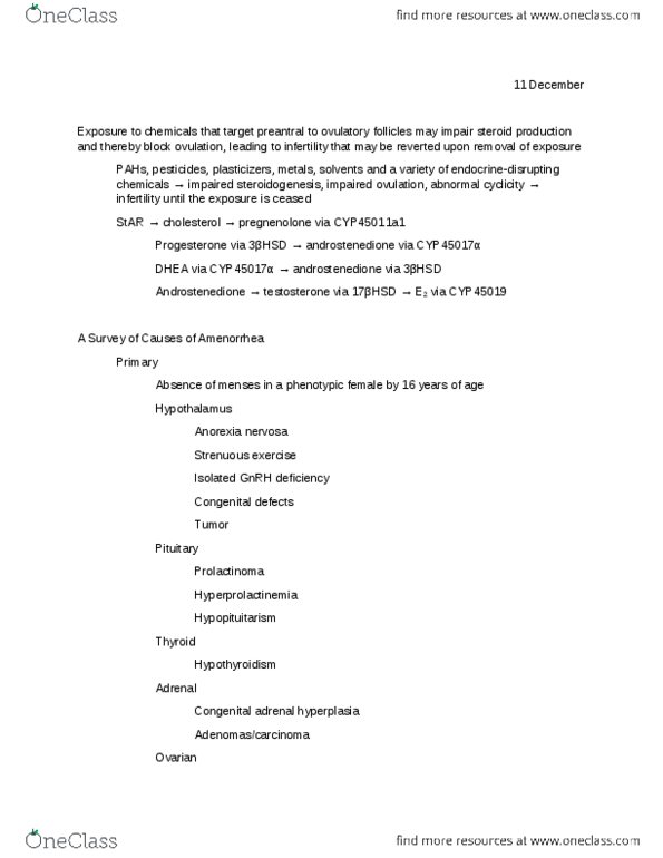 BMS 460 Lecture Notes - Colposcopy, Endocrinology, Ovarian Cyst thumbnail