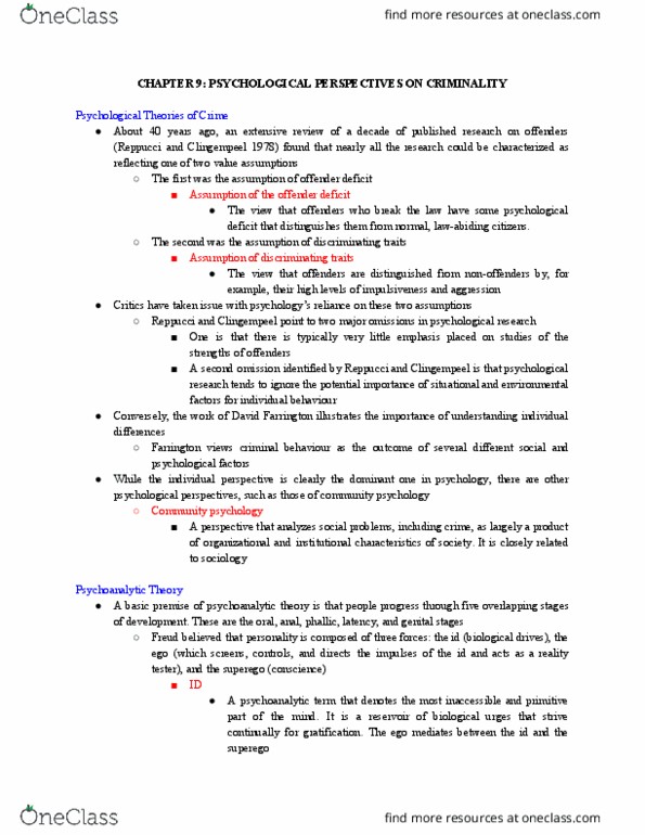 CRM 1300 Chapter Notes - Chapter 9: Community Psychology, Moral Development, Research On The Effects Of Violence In Mass Media thumbnail