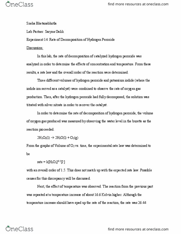 CHEM 1C Lecture Notes - Lecture 14: Hydrogen Peroxide, Potassium Iodide, Silver Nitrate thumbnail