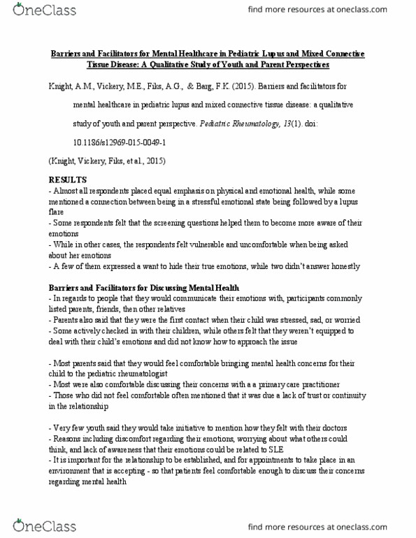 Health Sciences 3624A/B Chapter Notes - Chapter 10: Mixed Connective Tissue Disease, Connective Tissue Disease, Rheumatology thumbnail