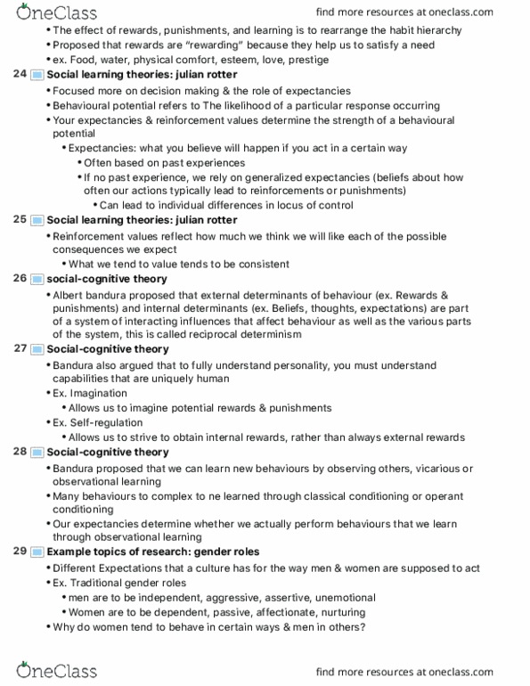 PSY230H1 Lecture Notes - Lecture 8: Julian Rotter, Albert Bandura, Observational Learning thumbnail