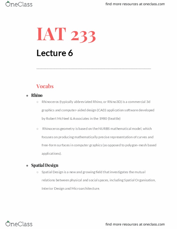 IAT 233 Lecture Notes - Lecture 6: Spatial Design thumbnail