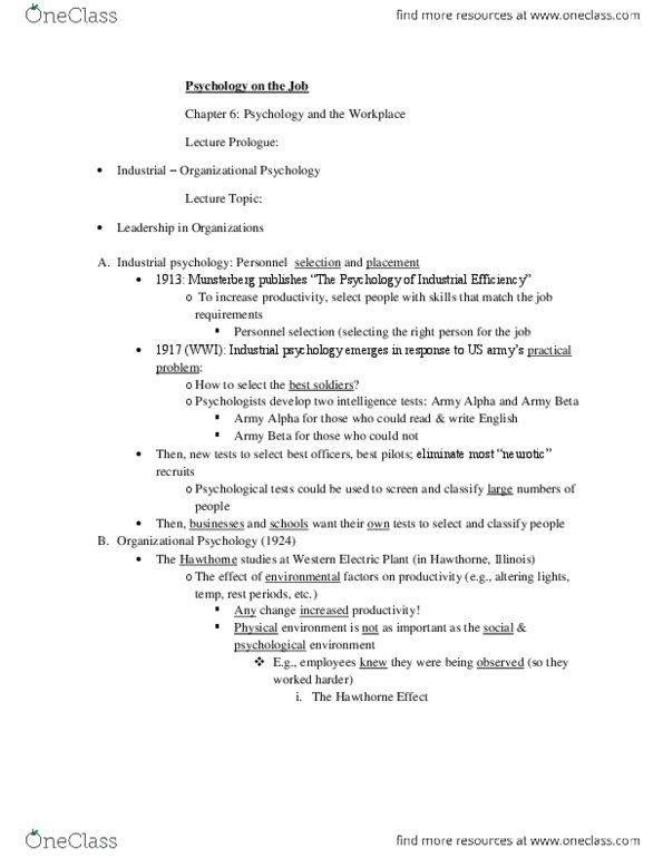 Psychology 2990A/B Lecture Notes - Psych, Peacekeeping, Lester B. Pearson thumbnail