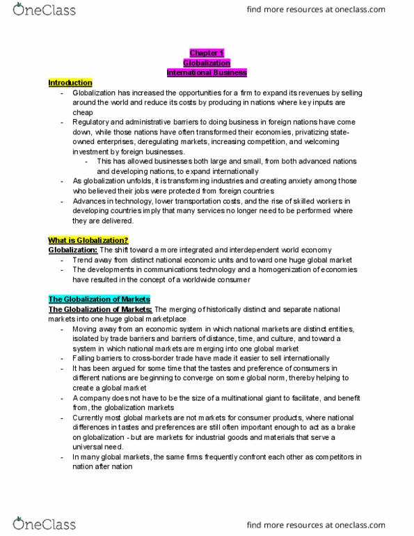 ADM 3318 Chapter Notes - Chapter 1: Multinational Corporation, World Economy, Planned Economy thumbnail