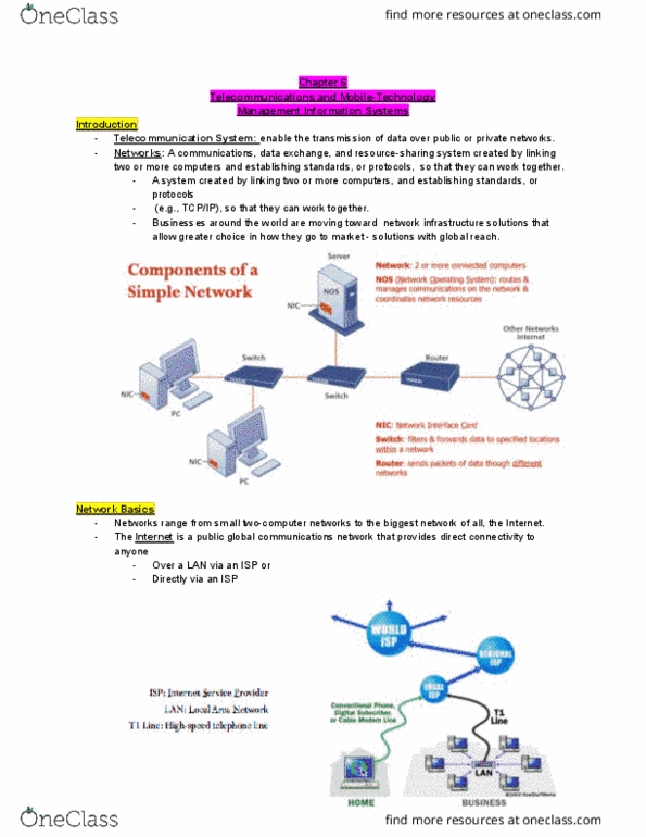 ADM 2372 Chapter Notes - Chapter 6: Management Information System, Communications Protocol, Private Network thumbnail