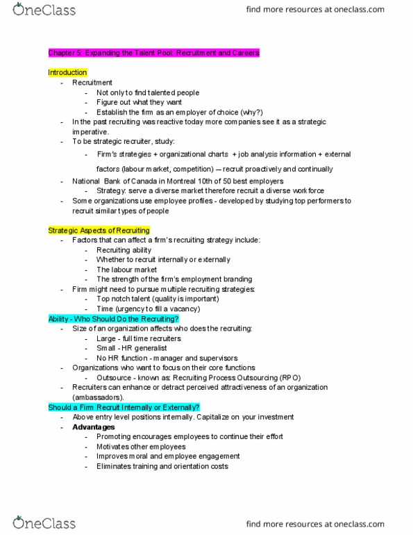 ADM 2337 Chapter Notes - Chapter 5: Employee Engagement, Outsourcing, Job Analysis thumbnail