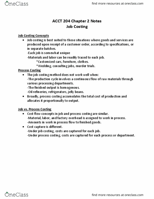 ACCT 204 Lecture Notes - Lecture 2: Cost Driver, Barcode, Twist-On Wire Connector thumbnail