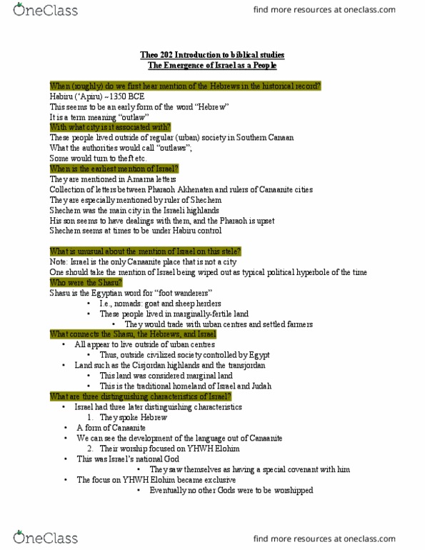 THEO 202 Lecture Notes - Lecture 24: Shasu, Habiru, Hyperbole thumbnail