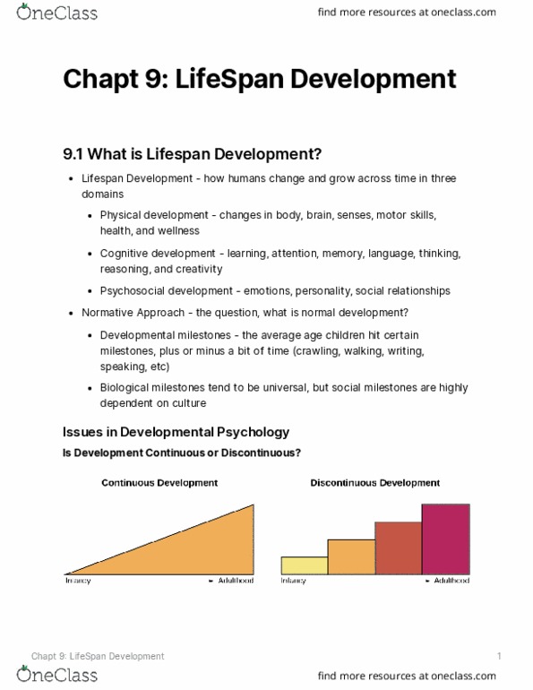 PSYC-101 Chapter 9: LifeSpan Development thumbnail