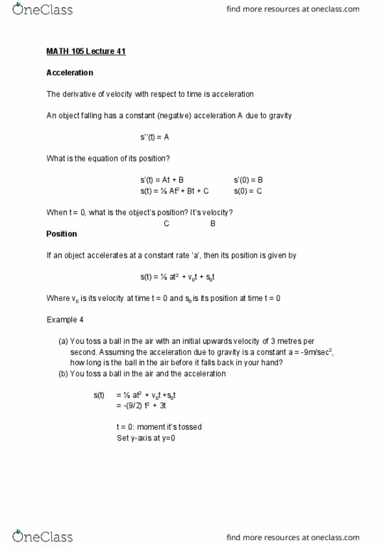 MATH 105 Lecture Notes - Lecture 41: University Of Manchester cover image