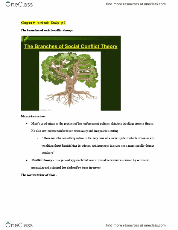 SOCPSY 2D03 Chapter Notes - Chapter 9: Social Conflict Theory, Social Conflict, Conflict Theories thumbnail
