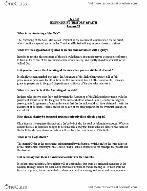 THEO 333 Lecture Notes - Lecture 29: Anointing thumbnail