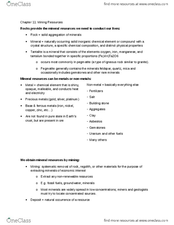 ENV100Y5 Chapter Notes - Chapter 11: Boron, Sulfur, In Situ Leach thumbnail