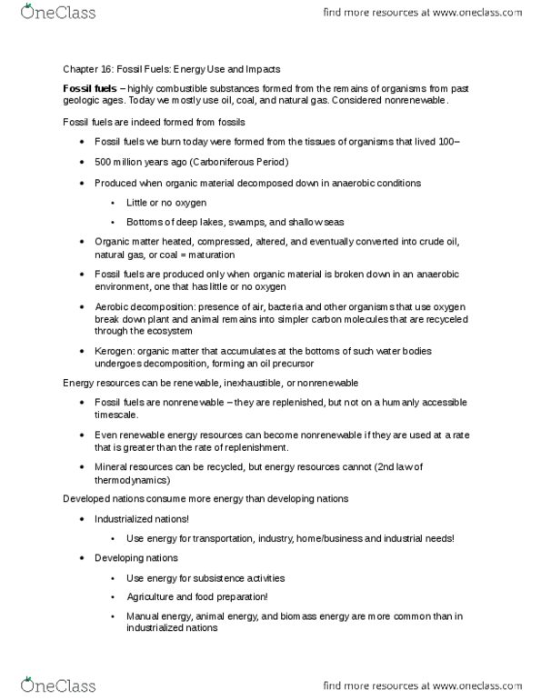 ENV100Y5 Chapter Notes - Chapter 16: Pyrolysis, Continental Shelf, Chale thumbnail