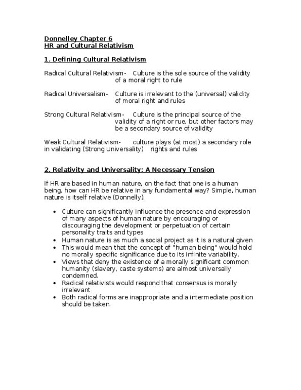 Political Science 3388E Chapter Notes -Cultural Relativism, Universal Declaration Of Human Rights, Secondary Source thumbnail