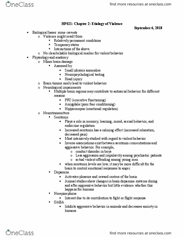 HP 421 Lecture Notes - Lecture 2: Biomarker, Fear Conditioning, Brain Injury thumbnail