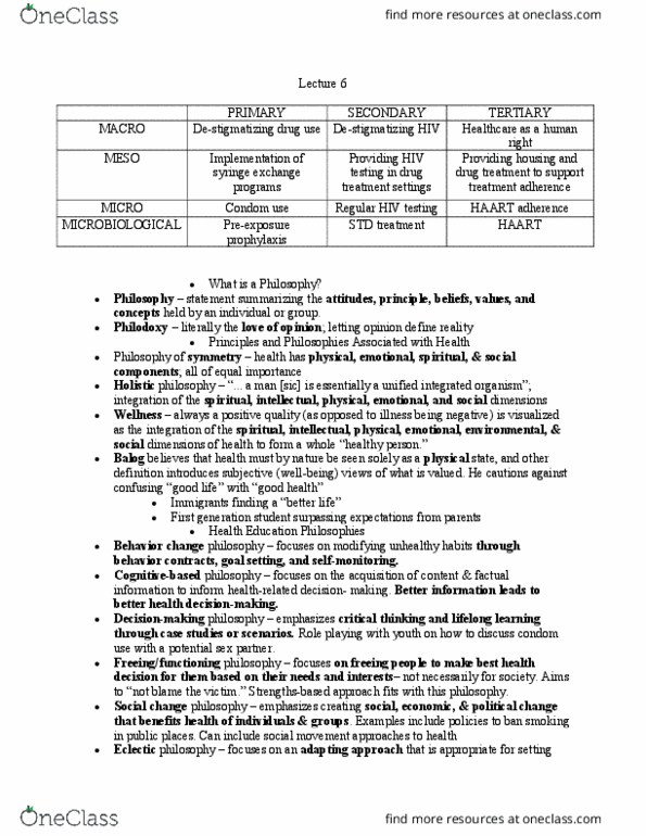 HP 200 Lecture Notes - Lecture 6: Condom, Social Integration, Social Change thumbnail