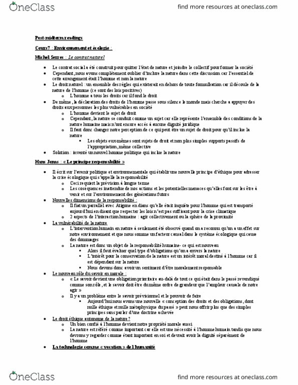 DRT 1022 Chapter Notes - Chapter 7-11: Le Droit, Michel Serres, Les Ordres thumbnail