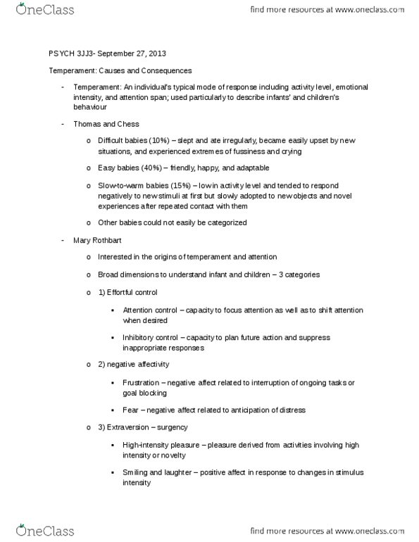 PSYCH 3JJ3 Lecture Notes - Mirror Neuron, David Buss, Birth Weight thumbnail