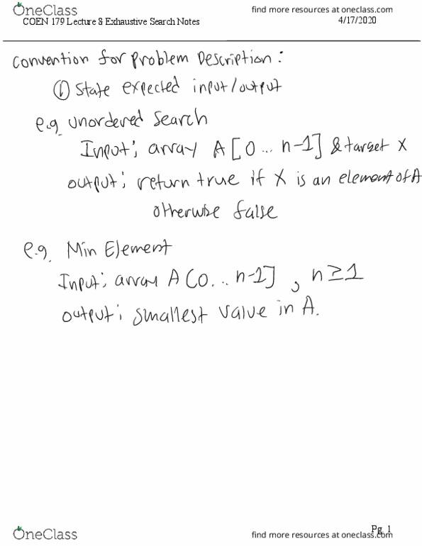 COEN 179 Lecture Notes - Lecture 8: Brute-Force Search, Array Data Structure, Maltese Lira thumbnail