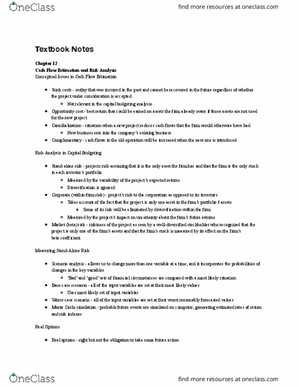 B A 323 Chapter Notes - Chapter 12: Monte Carlo Method, Real Options Valuation, Scenario Analysis thumbnail