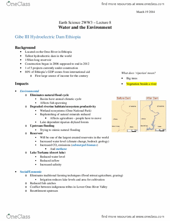 EARTHSC 2WW3 Lecture Notes - Lecture 8: Chlorine, Disinfectant thumbnail