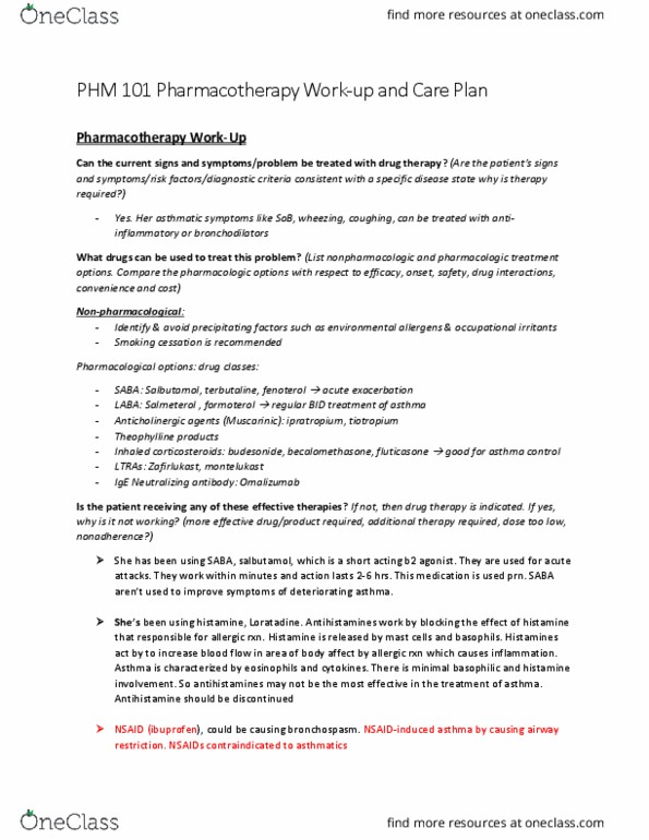 BIOL 3051 Lecture Notes - Lecture 3: Fenoterol, Salbutamol, Zafirlukast thumbnail