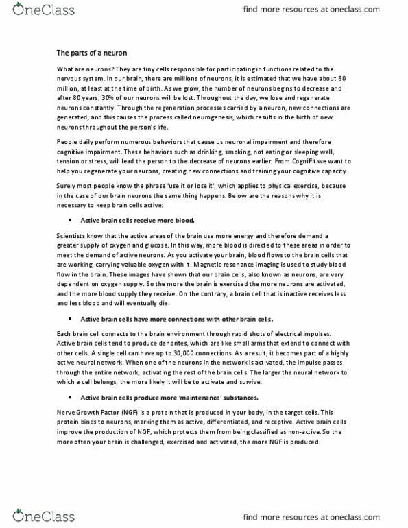 PSY 2510 Chapter Notes - Chapter 1: Nerve Growth Factor, Magnetic Resonance Imaging, Brainstem thumbnail