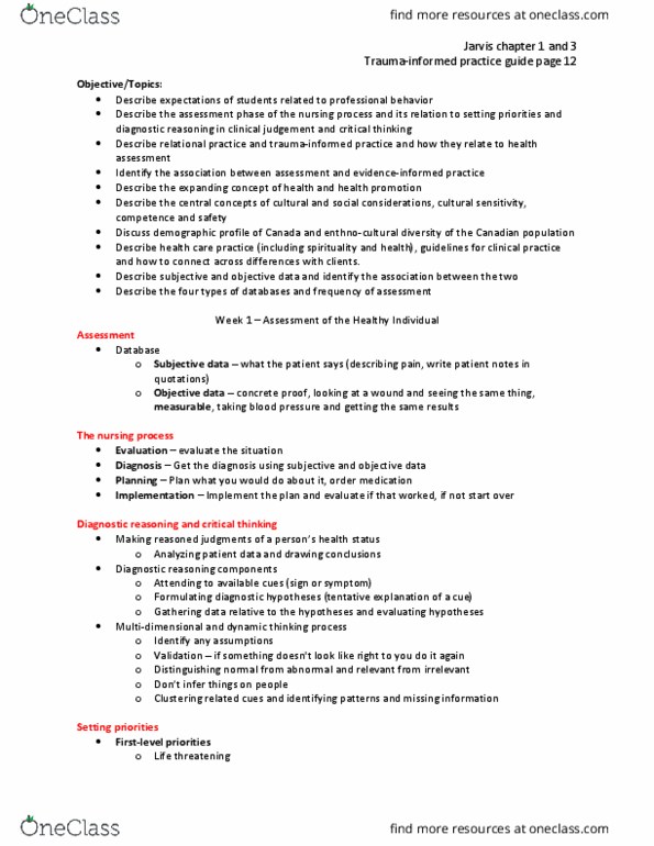 NSE 13A/B Lecture Notes - Lecture 1: Nursing Process, Individual Psychological Assessment, Health Promotion thumbnail