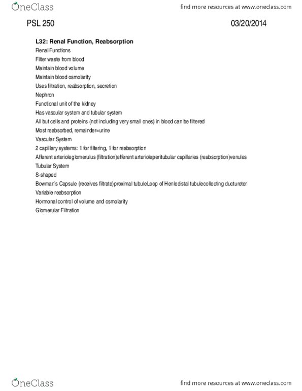 PSL 250 Lecture Notes - Microvillus, Pepsin, Constipation thumbnail