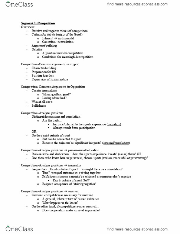 Kinesiology 2292F/G Lecture Notes - Lecture 3: Selfishness thumbnail