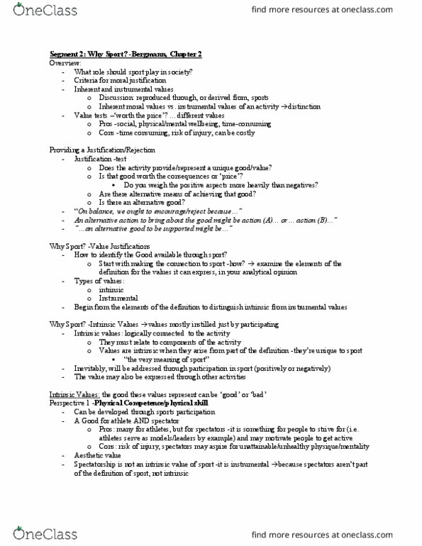 Kinesiology 2292F/G Lecture Notes - Lecture 2: Contact Sport, Parachuting, Human Bonding thumbnail