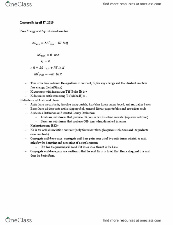 CHEM 1C Lecture Notes - Lecture 8: Litmus, Chemical Equation thumbnail