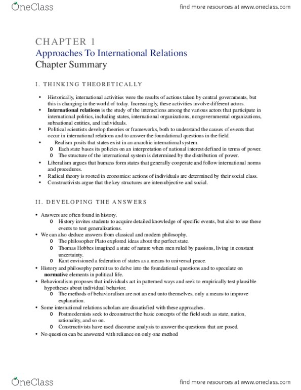 PSCI 1100 Chapter 1: Chapter 1 - Approaches to International Relations.docx thumbnail