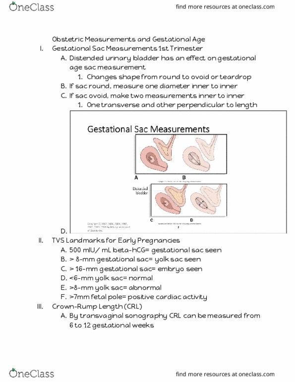 RIU 332 Lecture Notes - Lecture 71: Yolk Sac, Gestational Sac, Gestational Age thumbnail