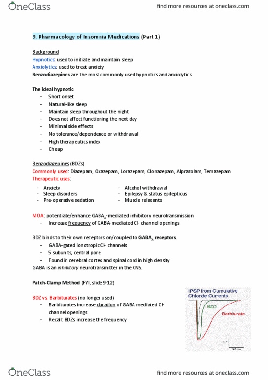 PHRM 211 Lecture Notes - Lecture 9: Status Epilepticus, Bulgarian State Railways, Temazepam thumbnail