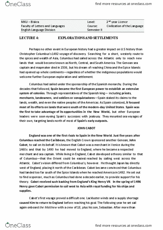 FRE482H5 Lecture Notes - Lecture 4: Lackluster, Saint Lawrence River, Hernando De Soto thumbnail