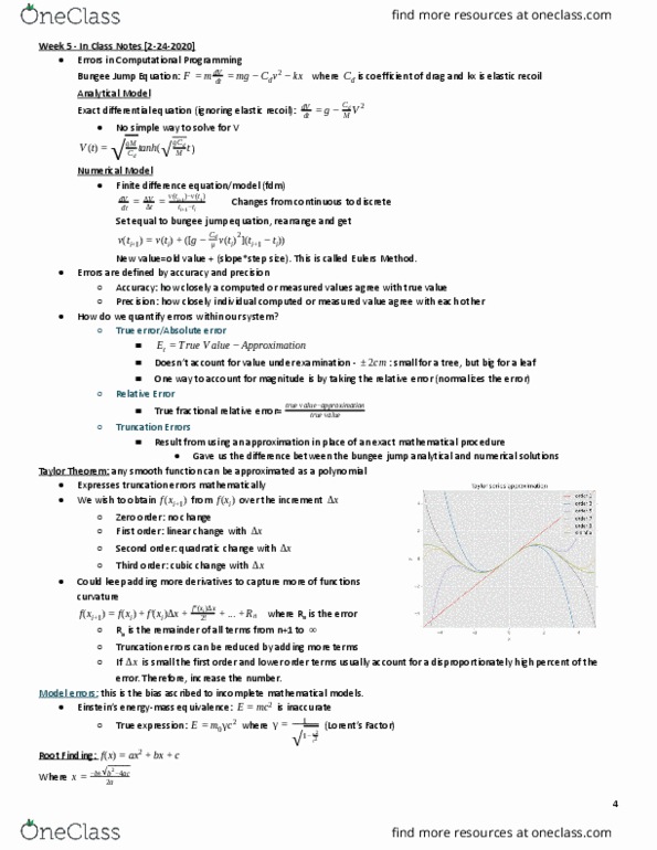 BME 203 Lecture Notes - Lecture 5: Bungee Jumping, Approximation Error, Smoothness thumbnail