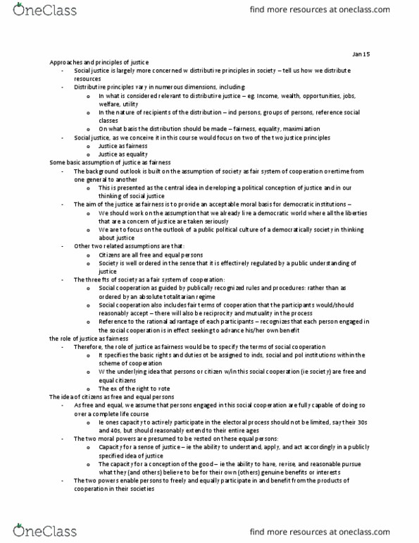 PEACEST 2B03 Lecture Notes - Lecture 2: Distributive Justice, Totalitarianism, First Principle thumbnail